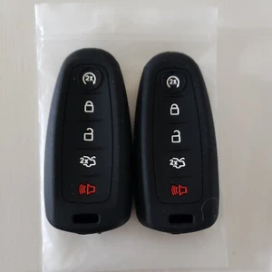 Pair of 5 Button Black Smart Key Fob Silicone Case Cover Protector Holder Jacket - Picture 1 of 6