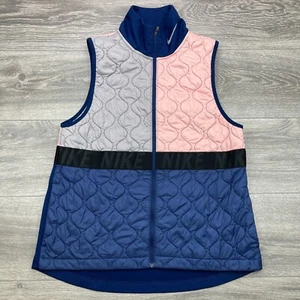 Nike Vest Womens Medium Navy Pink AeroLayer Colorblock Quilted Swoosh Running - Picture 1 of 17