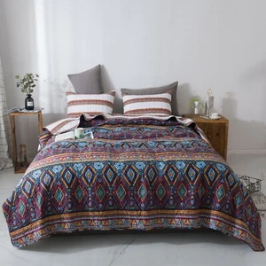 DaDa Bedding Southwestern Aztec Bohemian Desert Tribal Quilted Bedspread Set - Picture 1 of 17