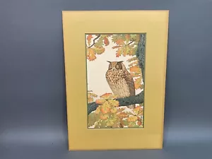 Toshi Yoshida Japanese Woodblock Print - Eagle Owl, Matted Unframed 1968 - Picture 1 of 12
