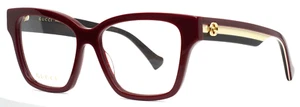 GUCCI GG1302O 005 Burgundy Womens Square Full Rim Eyeglasses 55-15-145 B:45 - Picture 1 of 15