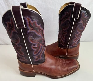 Nocona Ladies NL4021 Western Chocolate Purple Cowgirl Boot Size 9.5B - Picture 1 of 9