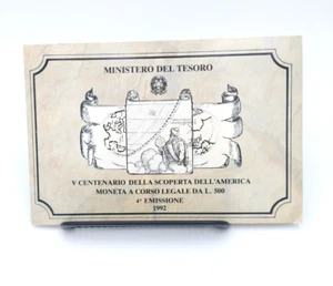 ITALIA REPUBBLICA 500 lire Scoperta dell'America 4a emissione 1992 argento - Imagen 1 de 4