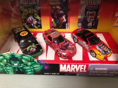 2002 Marvel - Johnny Lightning 3 Pack Character Cars - Wolverine Spider-Man Hulk - Image 1 of 4