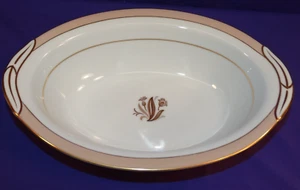 NORITAKE BONE CHINA AVON 5531 DINNERWARE OVAL SERVING BOWL(S) BEIGE BAND FLOWER - Picture 1 of 7