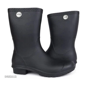 UGG Sienna Matte Black Rain Boots Womens Size 9 *NIB* - Picture 1 of 6