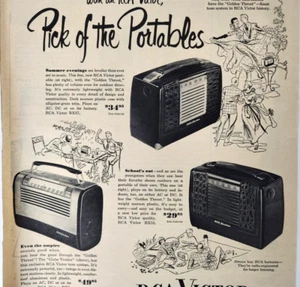 RCA Victor Radio Portables Vintage 1950 Ad Magazine Print BX57 BX6 BX55 - Picture 1 of 6