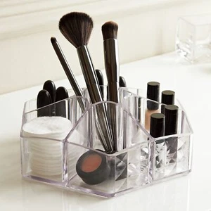 Acrylic Display Organiser 7 Compartments Clear Make Up Brushes Draw Jewellery - Picture 1 of 3