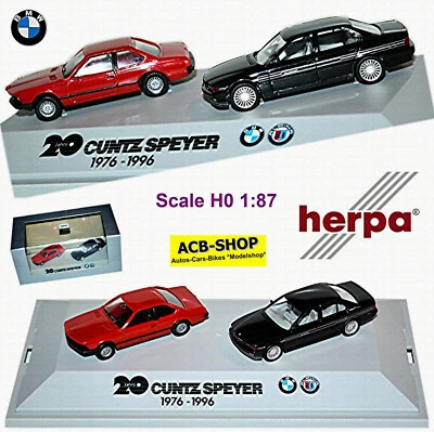 BMW Alpina B12 Ekat Nero + BMW 633 Csi Rosso 2er Set 20 Anni Cuntz 1:87 Herpa - Immagine 1 di 4
