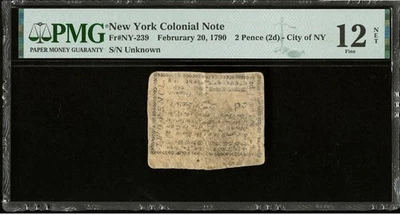 1790 NEW YORK CITY, American Revolution Colonial Currency Bank Note, NY-239, PMG - Image 1 of 4