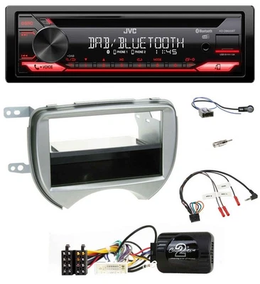 JVC CD DAB USB Bluetooth Lenkrad Autoradio für Nissan Micra 2010-2013 silber - Bild 1 von 4