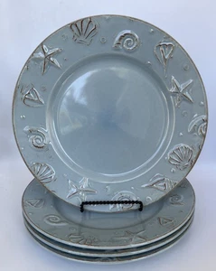 Thomson Keramik Cape Cod Speiseteller 10,5" blaue Muscheln maritim 4er Set - Bild 1 von 14