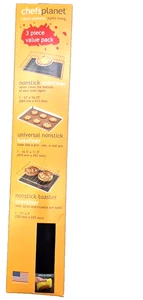 CHEFS PLANET 3 piece value pack Nonstick OVEN LINER Bakeliner Toaster Reusable - Picture 1 of 4