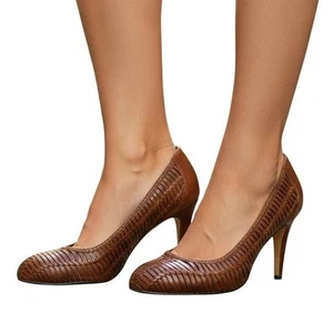 Decolte classiche Cole Haan Basket tessuto pelle tacco marrone 6,5 - Foto 1 di 11