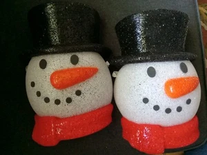 Paar 2 Schneemänner Maske geschmolzen Kunststoff 10" hoch Halloween oder Weihnachten Party Spaß neu - Bild 1 von 8