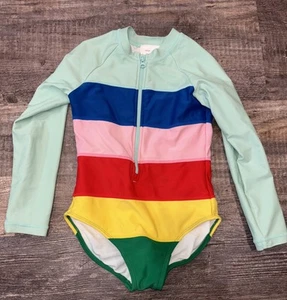 Hanna Andersson Girls Size 5 One Piece Bathing Suit Long Sleeve Striped - Picture 1 of 4