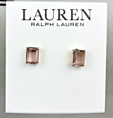 Ralph Lauren 银色浅紫色小号翡翠切割耳钉全新带标签 32 美元 — 第 1/4 张图片