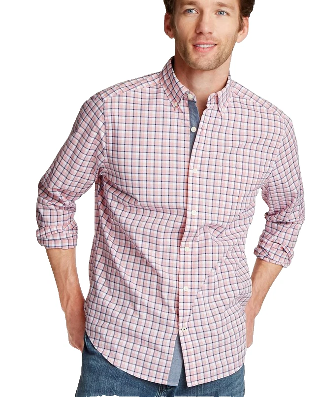 Nautica Big & Tall button down Stretch Plaid Coral Sands Pocket Shirt 4XLT - Image 1 of 1