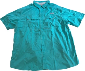 Camisa de pesca Columbia PFG para hombre 2XL verde azulado forrada de malla manga corta con botones - Imagen 1 de 5