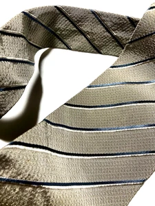 DOLCE & GABBANA VINTAGE '90s SHEENY STRIPED REGIMENTAL TIE SILVER GRAY ITALY - Picture 1 of 12