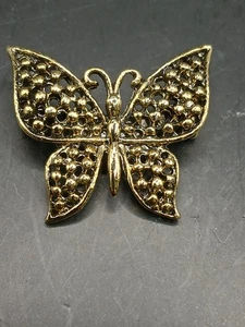 Vintage Brosche goldfarben Schmetterling Anstecknadel - Bild 1 von 6