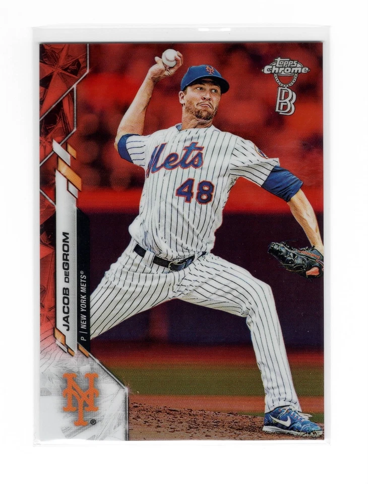 Jacob DeGrom 2020 Topps Chrome Ben Baller #/25 Orange Refractor Card #81 Rangers - Image 1 of 2