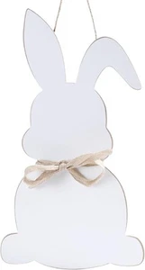 Easter Decorations-Easter Bunny Front Door Sign-Wooden White - Picture 1 of 7