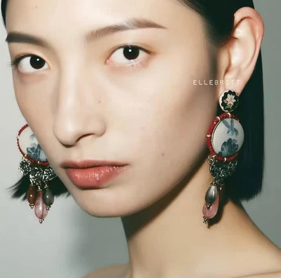 Zara Style Vintage Irregular Resin Stone Drop Earrings Retro Statement Earrings - Image 1 of 4