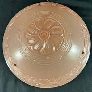 "Luz de techo vintage Art Deco rosa esmerilado pantalla 11"" floral en relieve" - Imagen 1 de 5