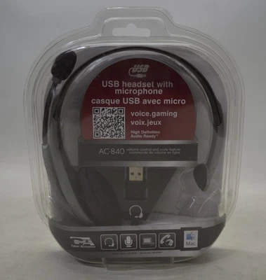 Cyber Acoustics AC-840 USB Headset *New Unused* - Image 1 of 4