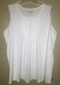 Woman Within White Sleeveless Top 1X 22/24 Chest Pleats Side Vents Pullover - Picture 1 of 7