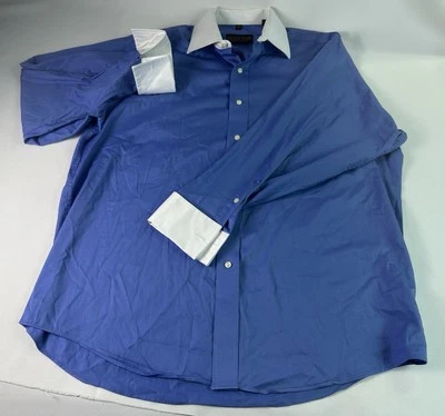 Donald J Trump Dress Shirt Mens 15.5 32/33 Blue French Cuff Signature Collection - Image 1 of 4