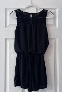 Bisou Bisou Women’s Michele Bohbot Romper Black Sleeveless One Piece Size 6 - Picture 1 of 11
