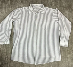 Van Heusen Shirt Mens 2XL 19 37/38 White Red Striped Button Up Broadcloth - Picture 1 of 12