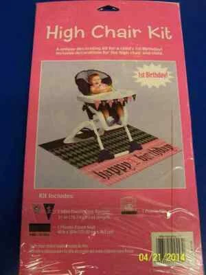 First Angel Lil Pink Girl Argyle 1st Birthday Party High Chair Decorating Kit - Image 1 of 2