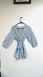 Motherhood Maternity - Blue & white striped V-neck tunic top with sash, Smal - Picture 1 of 8