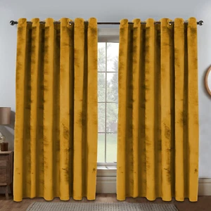 Thick Velvet Curtains Blackout Eyelet Ring Top Curtains Ready Made Fully Lined - Picture 1 of 57