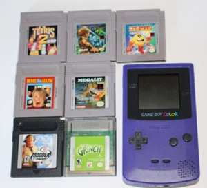 Gameboy Color Purple Bundle 7 Gameboy Games Tested Very Good Condition - Picture 1 of 6