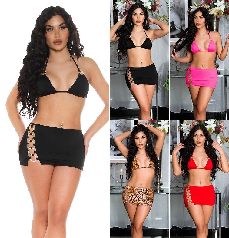 Koucla Gogo 2 Tl.set Top Bra And Skirt With Cut Outs And Rhinestone Ring - Image 1 of 1