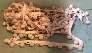 Vintage Pink Tassel Pom Pom Fringe Trim Edging - 6 Yards - Sewing / Craft - Picture 1 of 3