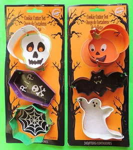3pc Halloween Cookie Cutter Set Pumpkin Bat Ghost OR Skull Coffin Spider Web etc - Picture 1 of 5