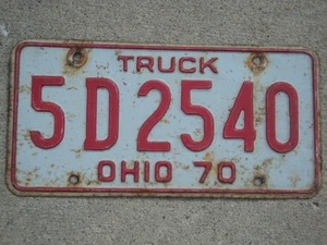 1970 OHIO Truck License Plate 5D2540 OH  X - Picture 1 of 1