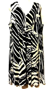 NEW WOMEN'S ELEMENTZ BLACK WHITE ZEBRA PRINT SLEEVELESS DRESS PLUS SIZE 3X BNWT - Picture 1 of 4