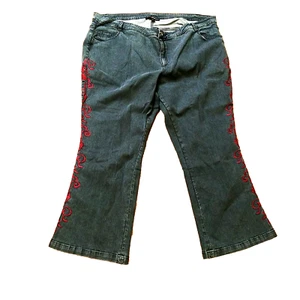 Jeans Denim 24/7 Mujer’s 32W Plus Azul Bordado Embellecido Bootcut Elástico - Imagen 1 de 7