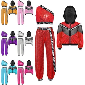 Kids Girls Suit Tank Top Set Dancewear Outfit Training Sweatsuit Athletic Jazz - Picture 1 of 69