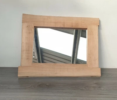 Espejo de pared de roble con marco ancho hecho a mano | Espejo vintage, grano de roble Foto 1 de 4