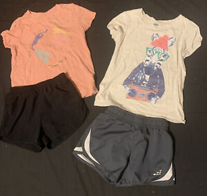 Girls 4 Piece Lot Of Activewear Shorts & Old Navy Shirts  Sz 6/7/8 Listing #372
