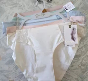 JESSICA SIMPSON 5 pack Flirty bikini Panties Large Pink Blue Green Ivory Blush - Picture 1 of 2