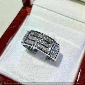 1/5Ct White Round Cut Mens Engagement Wedding Ring In Solid 14K White Gold - Picture 1 of 5