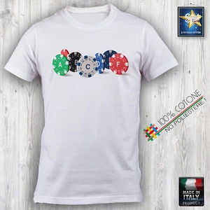 T-shirt Uomo POKER FICHES GIOCO CARTE POKER ASSO JOKER FASHION TEXAS HOLD COOL - Picture 1 of 4